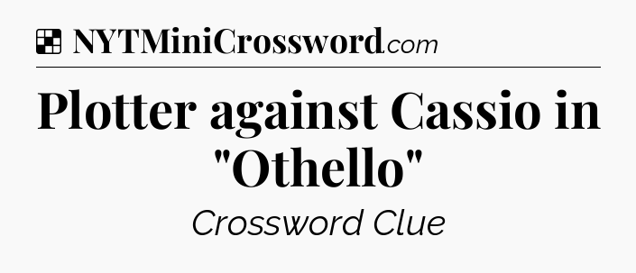 Solution: Plotter against Cassio in 