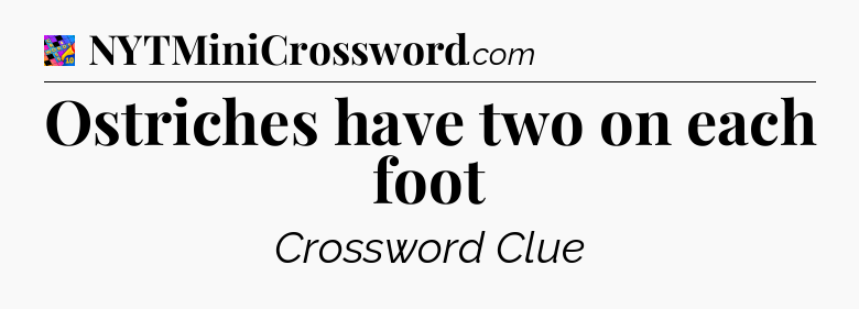 Ostriches have two on each foot Crossword Clue