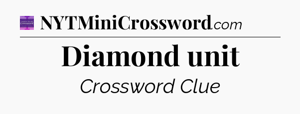Diamond unit - Thomas Joseph Crossword