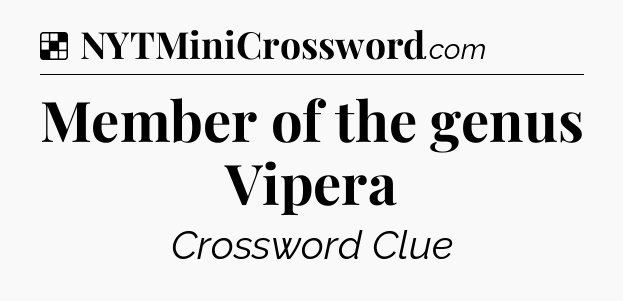 Solution: Member of the genus Vipera - NYT Crossword