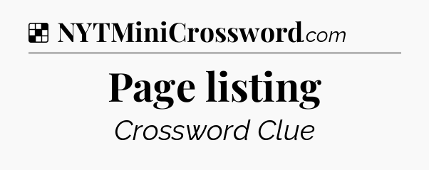 Solution: Page listing - NYT Crossword