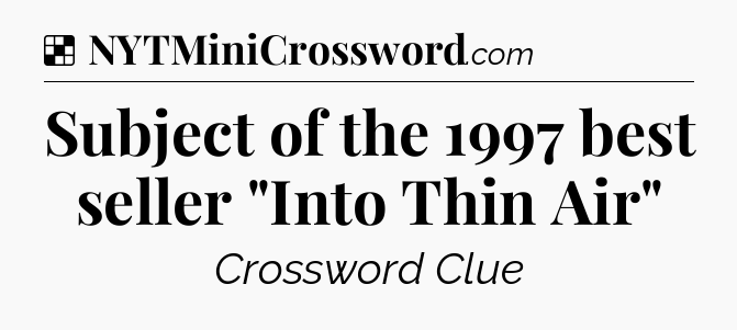 Solution: Subject of the 1997 best seller 
