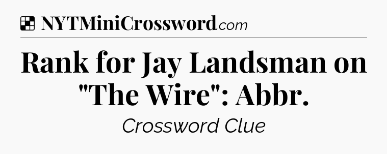 Solution: Rank for Jay Landsman on 