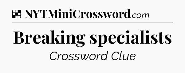 Solution: Breaking specialists - NYT Crossword