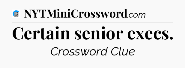 Certain senior execs Crossword Clue
