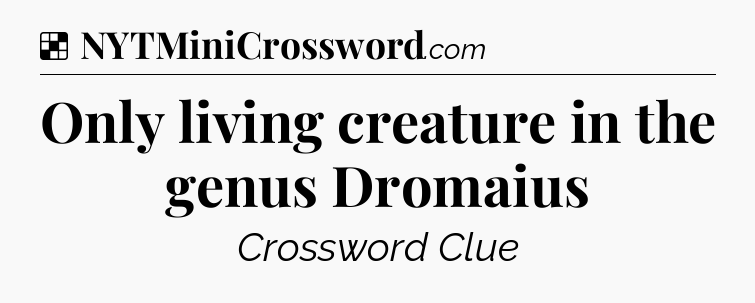 Solution: Only living creature in the genus Dromaius - NYT Crossword