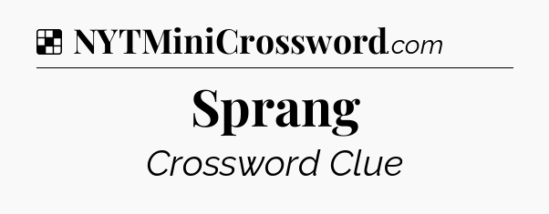 Sprang NYT Crossword