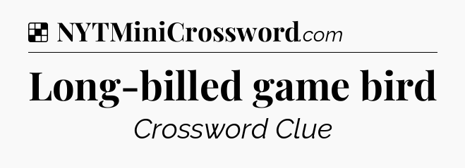 Solution: Long-billed game bird - NYT Crossword