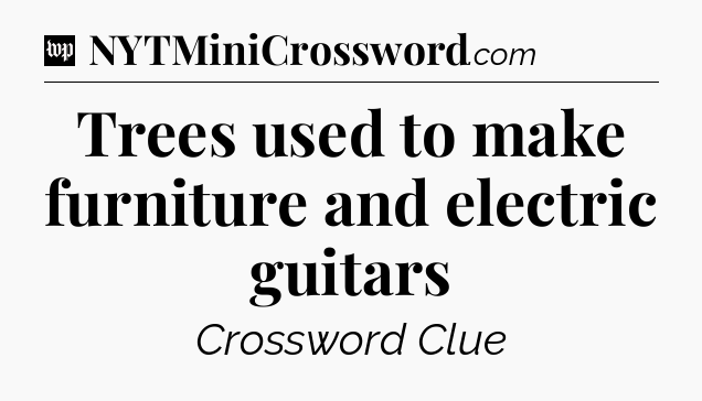 Trees used to make furniture and electric guitars Crossword Clue