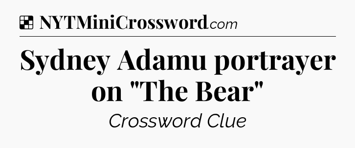 Solution: Sydney Adamu portrayer on 