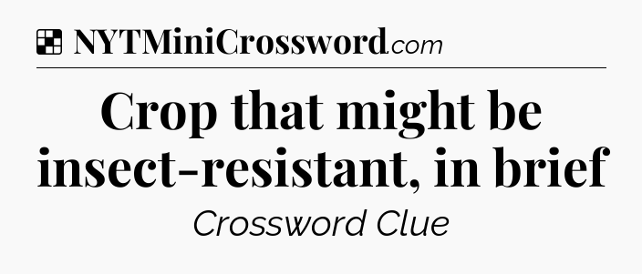 Solution: Crop that might be insect-resistant, in brief - NYT Crossword