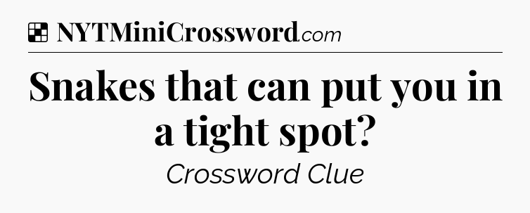 Solution: Snakes that can put you in a tight spot - NYT Crossword