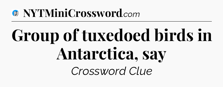 Group of tuxedoed birds in Antarctica, say Crossword Clue