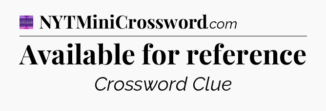 Available for reference - Thomas Joseph Crossword