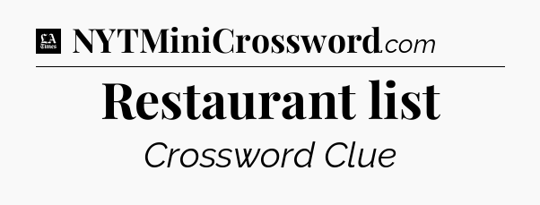 Restaurant list - LA Times Crossword