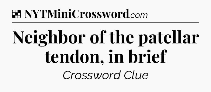 Solution: Neighbor of the patellar tendon, in brief - NYT Crossword
