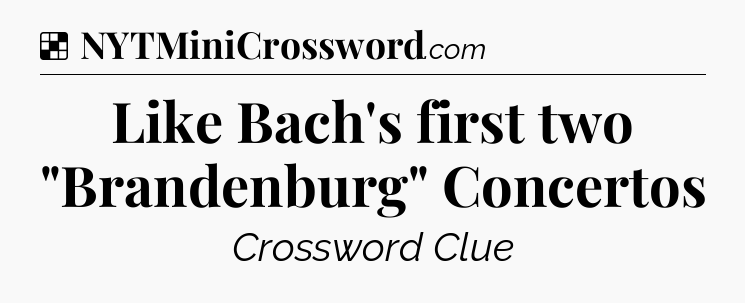 Solution: Like Bach's first two 