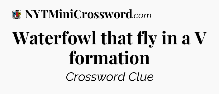 Waterfowl that fly in a V formation Crossword Clue