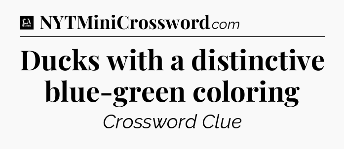 Ducks with a distinctive blue-green coloring - LA Times Crossword