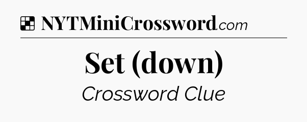 Solution: Set (down) - NYT Crossword