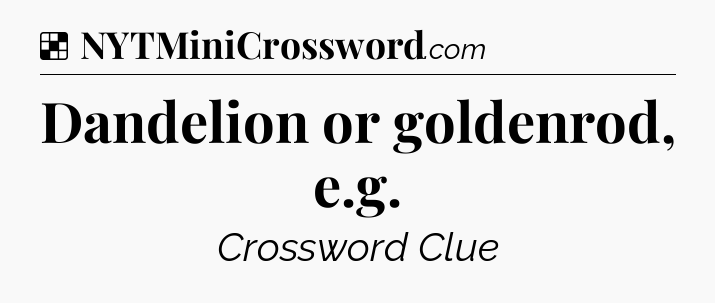 Solution: Dandelion or goldenrod, e.g - NYT Crossword