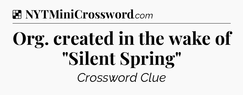 Solution: Org. created in the wake of 