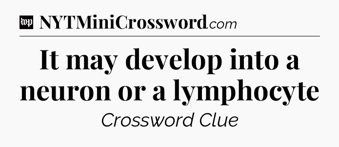 It may develop into a neuron or a lymphocyte Crossword Clue