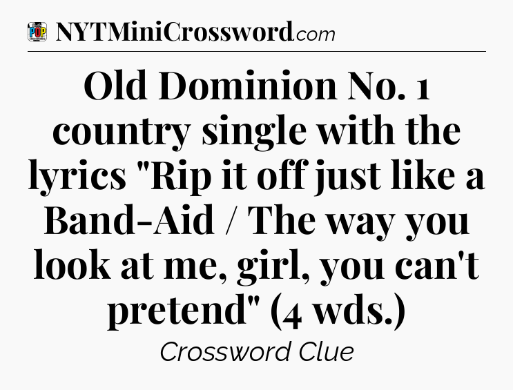 Old Dominion No. 1 country single with the lyrics 