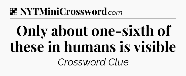 Solution: Only about one-sixth of these in humans is visible - NYT Crossword