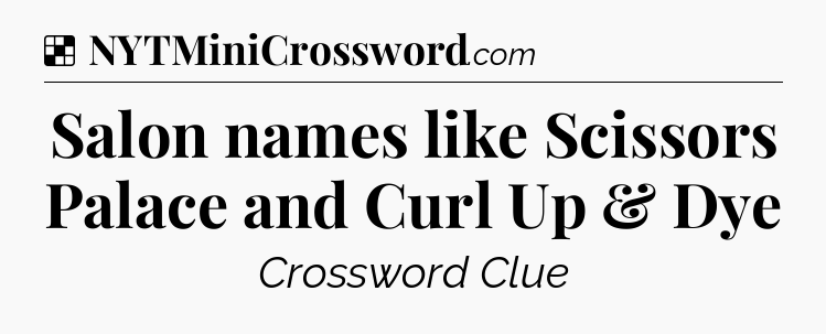 Solution: Salon names like Scissors Palace and Curl Up & Dye - NYT Crossword