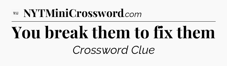 You break them to fix them - WSJ Crossword