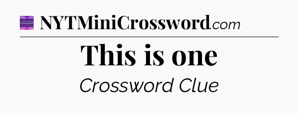 This is one - Thomas Joseph Crossword