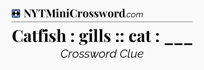 Solution: Catfish : gills :: cat : ___ - NYT Mini Crossword