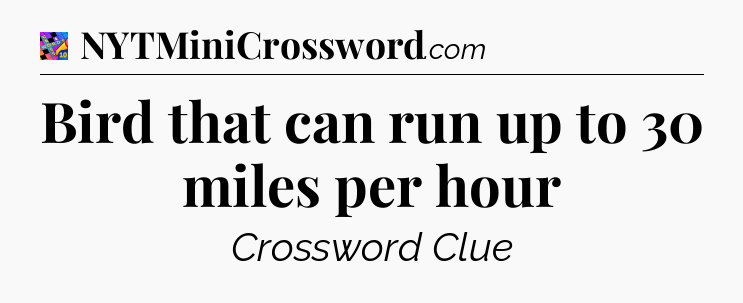 Bird that can run up to 30 miles per hour Crossword Clue