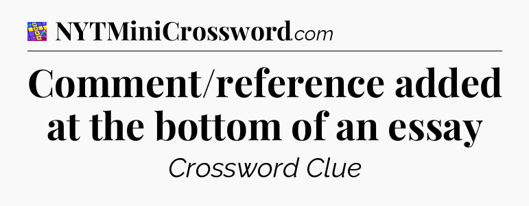 Comment/reference added at the bottom of an essay Codycross