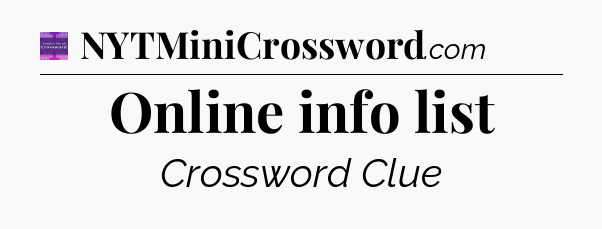 Online info list - Thomas Joseph Crossword