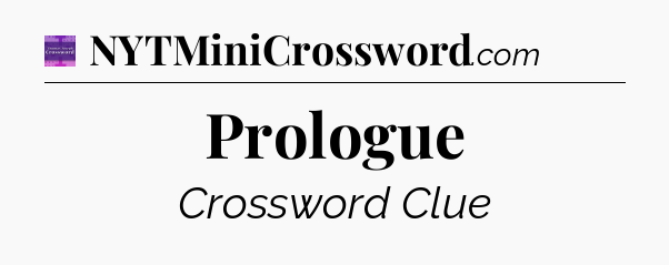 Prologue - Thomas Joseph Crossword