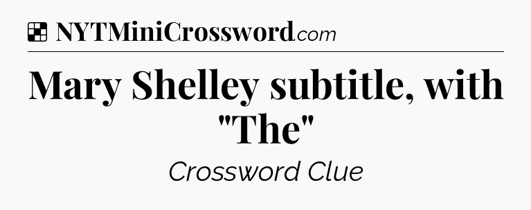 Solution: Mary Shelley subtitle, with 