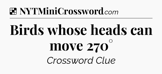 Solution: Birds whose heads can move 270° - NYT Crossword