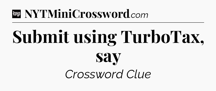 Submit using TurboTax, say Crossword Clue