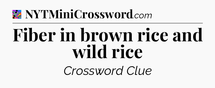 Fiber in brown rice and wild rice Crossword Clue