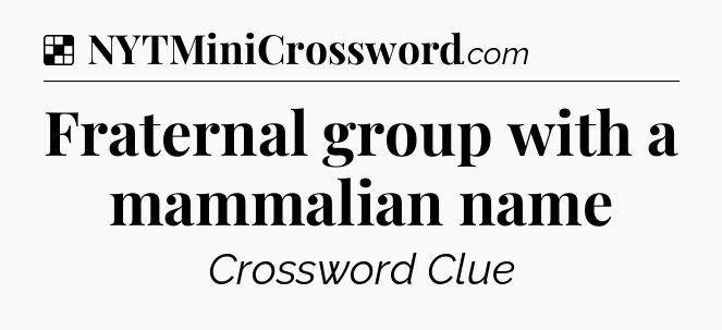Solution: Fraternal group with a mammalian name - NYT Crossword