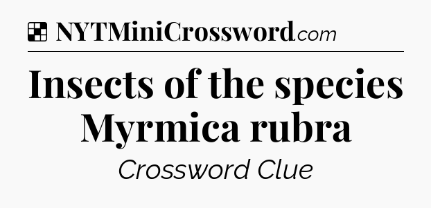 Solution: Insects of the species Myrmica rubra - NYT Crossword