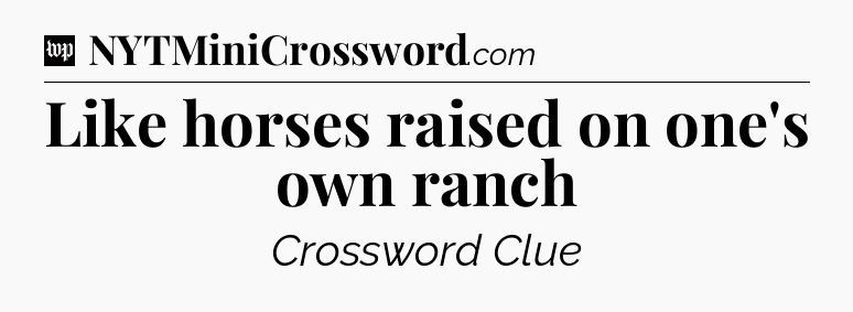 Like horses raised on one's own ranch Crossword Clue