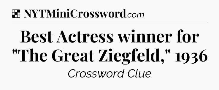 Solution: Best Actress winner for 