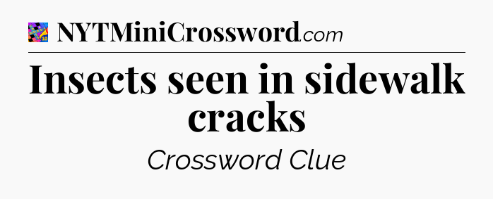 Insects seen in sidewalk cracks Crossword Clue