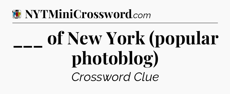 ___ of New York (popular photoblog) Crossword Clue