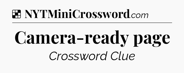 Solution: Camera-ready page - NYT Crossword