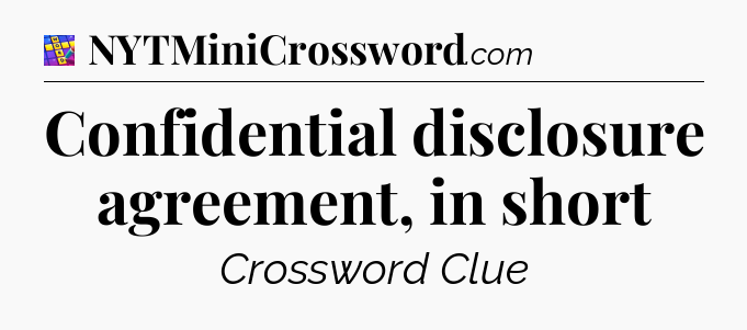 Confidential disclosure agreement, in short Codycross