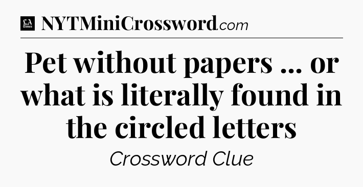Pet without papers ... or what is literally found in the circled letters - LA Times Crossword